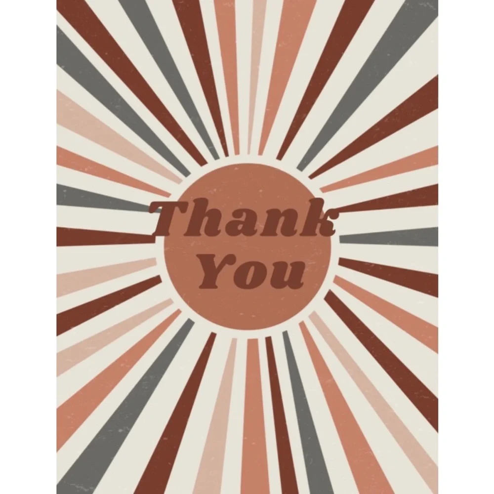 Boho Sun 🌞 Thank You Insert Cards Pack of 25